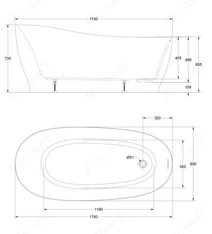 ALCOSWELL RIVIERA Vasca Free Standing