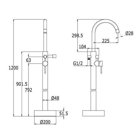 11 IZ 8093 Gruppo Miscelatore a Pavimento
